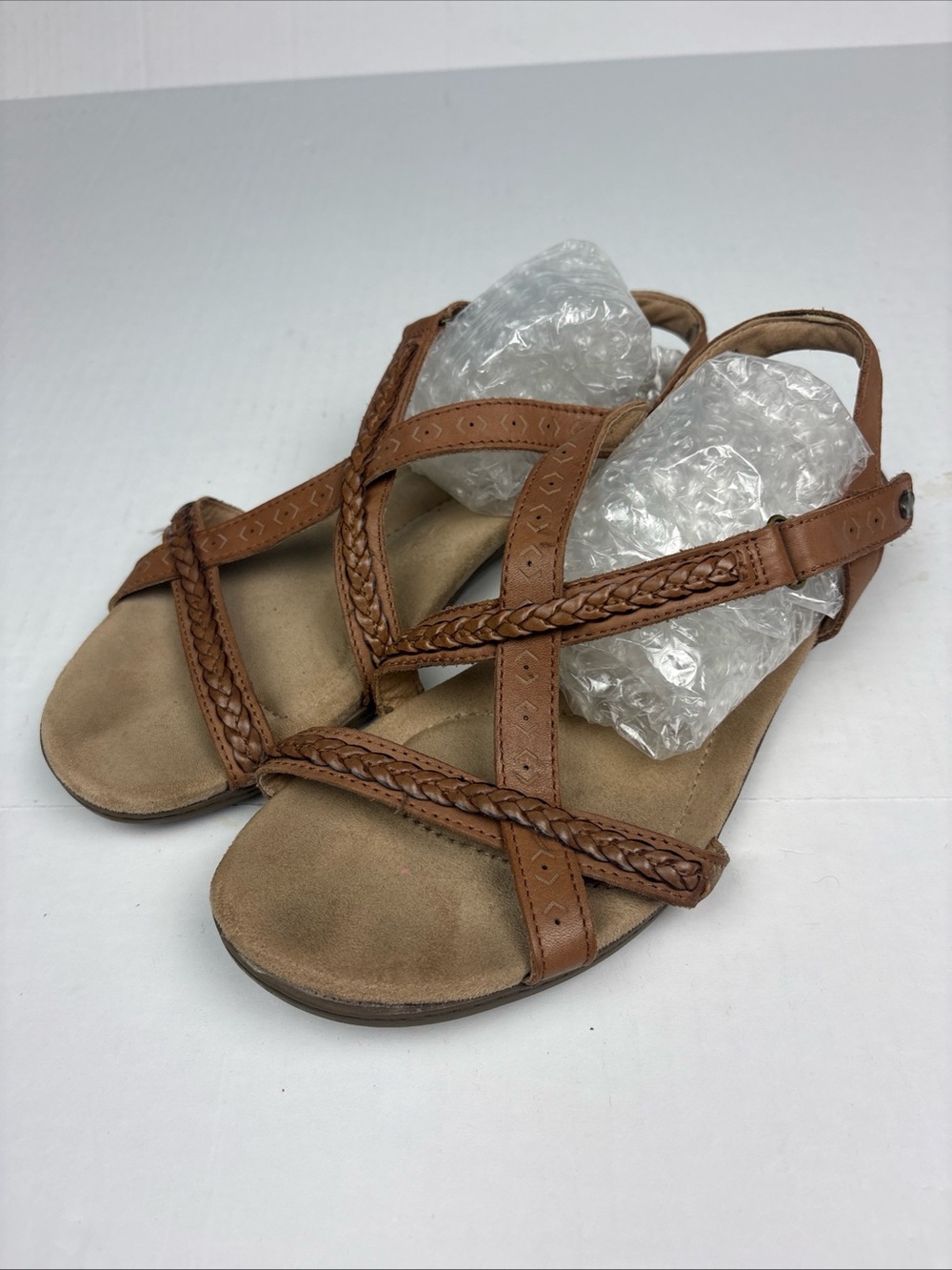 Earth Orgins Women 9.5 Sandals Bentley BSL8 Brown Tan Strappy Braided Hippie